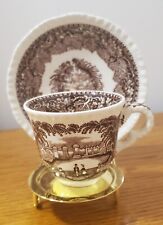 Vintage Mason's Vista Brown Transferware Ironstone Demitasse Cup and Saucer picture