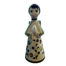 Vintage 70s Pottery Tonala Mexico Folk Art Praying Angel Figurine Candle Holder picture