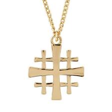 Jerusalem Cross Pendant Necklace Gold Plated 24