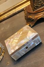 Antique English Mother of Pearl Footed Box - Silk interior picture