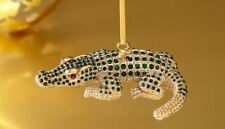 L'OBJET Gold Plated with Green Swarovski Crystals Crocodile Ornament picture