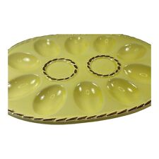 Vintage Ceramic Egg Platter Hanging Deviled Eggs Yellow Gold Trim Japan picture