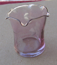 Pretty Pink Glass Etched Grape Cluster Scalloped Top Table Toothpick Holder~z picture