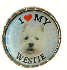 Westie West Highland Terrier Dog Lapel Pin 30mm Raised Metal Edge Silver Color picture