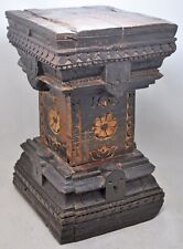 Antique Wooden Pillar Column Side Table Stool Original Old Hand Crafted Carved picture