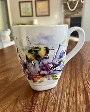 NEW Demdaco Dean Crouser Stoneware Floral & Bee Design Coffee Tea Mug 16 oz. picture