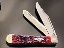 CASE XX 2000 RARE DOUBLE LONG/REGULAR PULL TRAPPER DARK RED BONE KNIFE NEW.MINT picture
