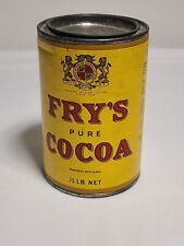 Fry's Pure Cocoa Vintage Cardboard Advertising Tin Can Empty picture