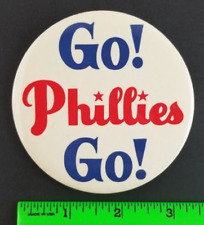 Vintage 1964 Go Philadelphia Phillies Baseball Pinback Pin picture