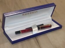 Waterman Gentleman Marble Red Lacquer Fountain Pen 18K Med Nib Gold Nib Xlnt picture