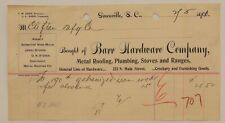 1901 Barr Hardware, Greenville SC Billhead Invoice, Iron Work for Clifton Mfg. picture