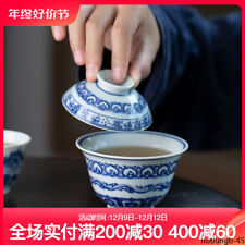 Jingdezhen Ceramic Pure Hand Painted Blue Flower Single Two Talent Cover Bowl picture