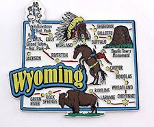 WYOMING STATE MAP AND LANDMARKS COLLAGE FRIDGE COLLECTIBLE SOUVENIR MAGNET picture