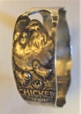 Chicken Silverplate Napkin Ring Hen Baby Chicks Rare Estate Find picture