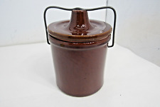 Vintage Brown Glaze Stoneware Cheese Old Country Ceramic Farmhouse Storage Crock picture