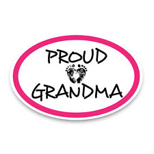 Proud Grandma Pink and White Oval Magnet Decal, 4x6 Inches, Automotive Magnet picture