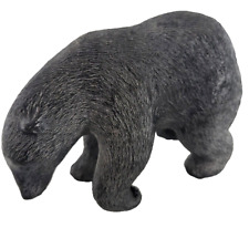 Vtg Wolf INUIT Bear Sculpture Canada Grizzly Bear Grey Soapstone Signed WE  picture