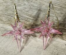 Vintage Lucite Pink Star Christmas Ornaments 4.5” Raz Imports Taiwan Starburst picture