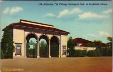 Brookfield IL-Illinois, Entrance At Chicago Zoological Park Vintage Postcard picture