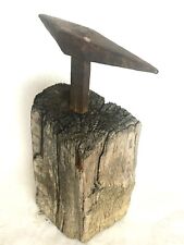 Antique Stake Stump Travel Anvil Primitive Blacksmith Ironwork Tool Forge Rustic picture