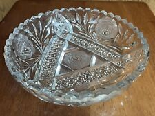 American Brilliant Cut Glass Bowl White Rose by Irving Antique 1900s Victorian picture