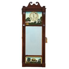 Oversized Antique American Empire Hand Painted Eglomise Panel Wall Clock C1840 picture