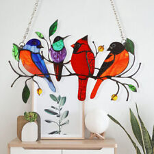 Multicolor Birds On Branch Stained Suncatcher Metal Panel Window  picture