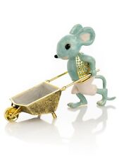 Mouse with Wheelbarrow Trinket Box Hand made by Keren Kopal &Austrian Crystals picture