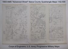 3 US Army Map Service 1943 AIRFIELD SURVEY Quadrangles Itasca County Minnesota picture
