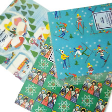 Caspari Vintage Gift Wrap Sheets Danish Design Christmas Norway Germany Used picture
