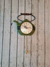Spartus Corp USA Tea Kettle Pot Battery Green Art Deco Vintage corded wall clock picture