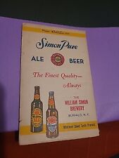 Simon Pure Ale Beer Book the William Simon Brewery Dated 1938 Buffalo, NY picture