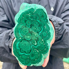2.66LB Natural Glossy Malachite Cat Eye Transparent Cluster Rough Mineral Sample picture