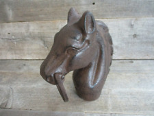 HORSE HEAD HITCHING POST W/ RING STABLE  BARN FARM RANCH EQUESTRIAN DECOR RUSTIC picture