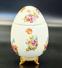 Limoges Artoria France Jumbo Big Porcelain Egg Floral Design Trinket Box 5.5”x4” picture