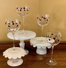 Lot Of 4 Retired Pampered Chef SIMPLE ADDITIONS DOTS 9” Balloon Wine Glasses picture
