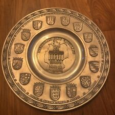 Vintage 95% Pewter FRIELING ZINN Pewter Wall Plate Berlin, Made in Germany picture
