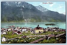Douglas Alaska AK Postcard Residence Section And Mountains Scene c1920s Antique picture