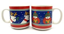 Two (2) Grant Howard Holiday Christmas Mugs Reindeer Carolers  picture