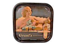 Vintage Grant's Scotch Whisky Advertising Tin Tray Depicting Nude Lady Woman 