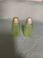 Depression Era-Uranium Glass Art Deco  Salt and Pepper Shakers picture