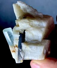 420 Carat Aquamarine Crystal Combine With Tourmaline On Feldspar From Pakistan picture