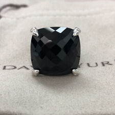 David Yurman 925 Silver Chatelaine 20mm Black Onyx Diamond Ring Size 8 picture