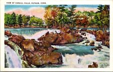 1938 View Of Cargill Falls Putnam Connecticut CT, Waterfall Vintage Postcard picture