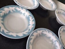 6 SYRACUSE CHINA OAKLEIGH CEREAL BOWLS RESTAURANT WARE BLUE OAK LEAF CHILI picture