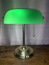 Antique Vintage Green Emeralite ARM BRASS Bankers Desk Lamp Retro Works Tested picture