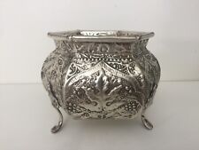 Vintage Hand Chased Silverplate Hexagonal Footed Incense Burner Pot picture