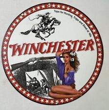 Rare WINCHESTER Pinup Porcelain Enamel Sign. picture
