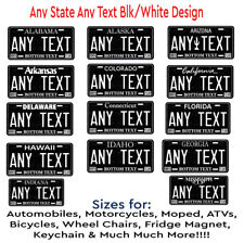 Blk/White Any Text Customized License Plate Metal Tag Auto Car Bike ATV Bicycle picture