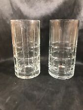 Pair of Vintage Anchor Hocking TARTAN 6” Clear Glass Tumblers Glasses picture
